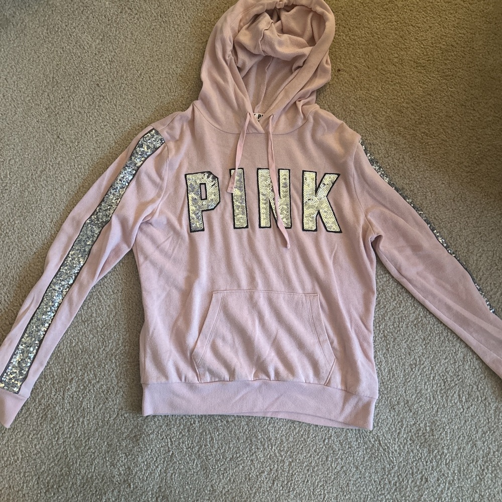 Victoria's Secret Pink Sequin Logo Hoodie